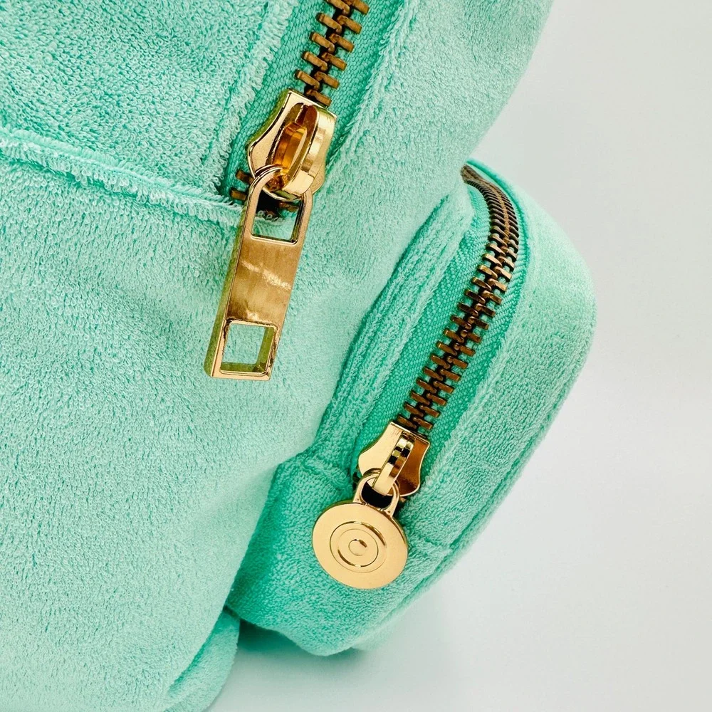 Stoney Clover Lane x Target Mint Green Terry Embossed Backpack Gold Hardware NWT